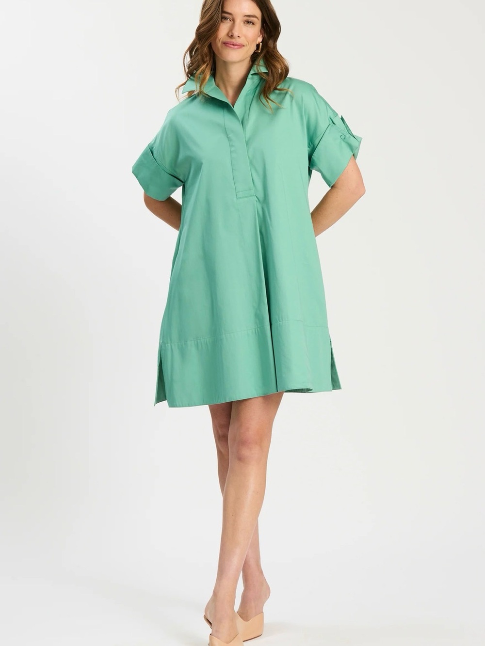 Tyler Boe Addie Relaxed Short Sleeve Shirt Dress - Mint Green